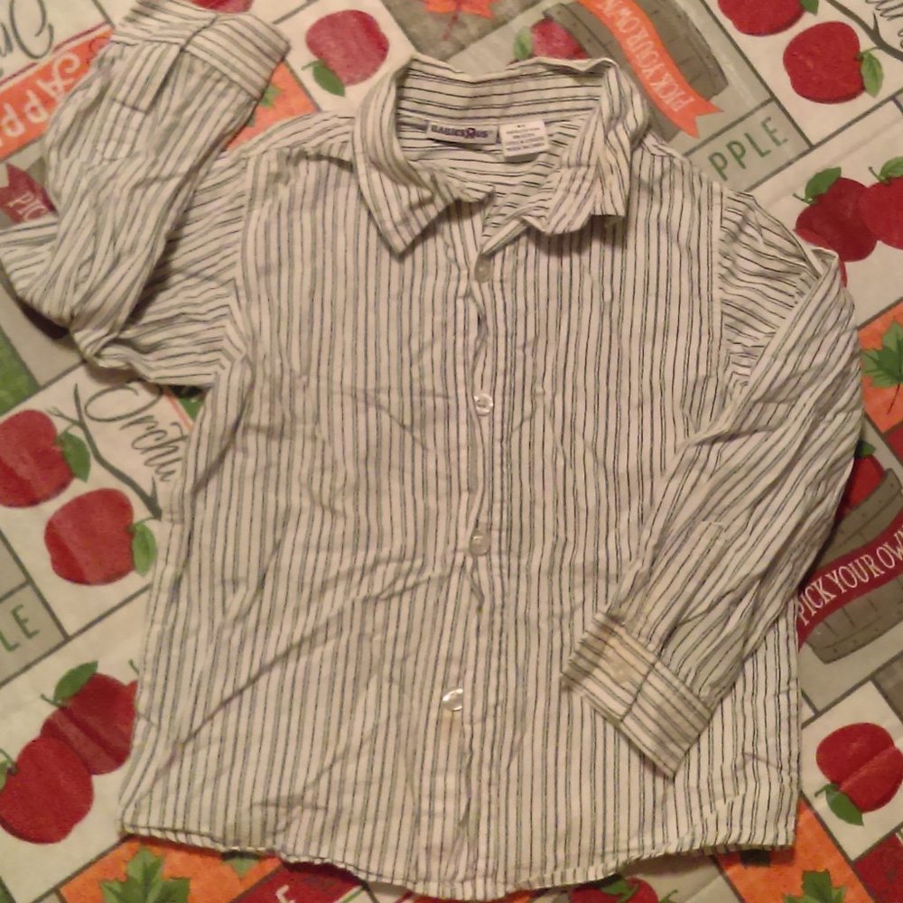 4T BOY Button Down Striped Dress Shirt Kids Top Long Sleeve EUC Babies R Us